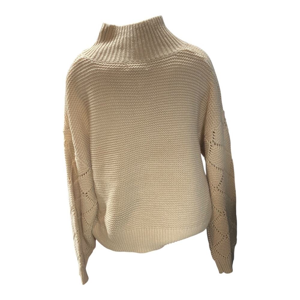 525 America Women's Size L Turtleneck Knit Sweater Tan Clean Girl Aesthetic NWT - Picture 4 of 7